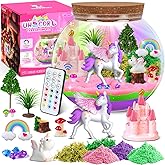 RONSTONE Light-Up Unicorn Terrarium Kit for Girls – DIY Arts & Crafts Gift with Remote-Control LED Light – Fun Unicorn Toys f