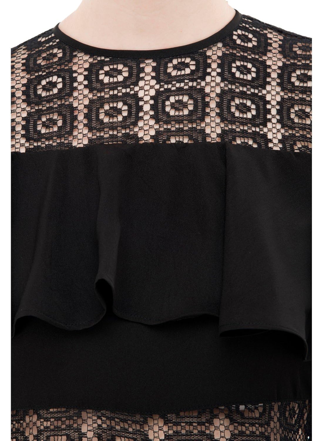 karmic vision women's crepe net black casual jumpsuit