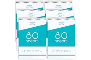 Alitte Steno Pads 6-Pack 6x9 Spiral Writing Pads for Note Taking - For Work, School, and Home Use - Easy Tear-Off Pages, Premium Gregg Ruled Paper - No Ink Bleeds - 80 Sheets per Notebook