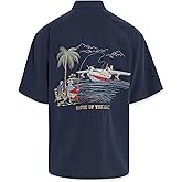 Men's Embroidered Catch of the Day Hawaiian Shirt Short Sleeve Button Up Shirt