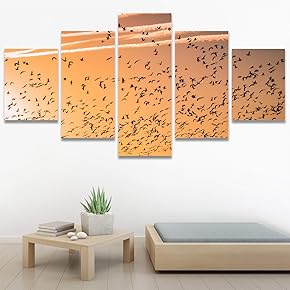 SIGNWIN 5 Panel Canvas Wall Art Birds Butterfly...