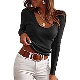 ANRABESS Womens Ribbed Fitted Sweater Long Sleeve Shirts Scoop Neck Lightweight Casual Knit Slim Tops 2025 Fall Outfits
