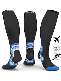 Flight Socks for Men and Women - Best Compression Socks for Running Skiing Travel Athletics - Compression Stockings for Nurses - Shin Splints - Pregnancy - Blood Circulation - 20-30 mmHg