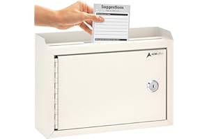 Adir Corp. Wall Mountable Steel Suggestion Box with Lock - Heavy Duty Key Lock Box Used As Donation Box, Collection Box, Ballot Box, Drop Box & More (9.75x7x3 Inches, White)