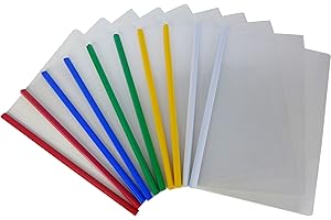 Cypress Lane Slide-Grip Report/Presentation/Thesis/Document/Paper/Resume Covers, Real Estate Brochure, File Organizer with Sliding Bar. Letter Size. Clear Front & Back (10 pcs 5 Colors)