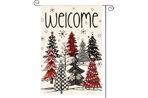 AVOIN colorlife Christmas Tree Garden Flag 12x18 Inch Double Sided Outside, Christmas Welcome Winter Holiday Yard Outdoor Decorative Flag