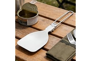 Silver Stainless Steel Foldable Rice Spoon Camping Tableware Portable Folding Handle Design For Outdoor And Home Use