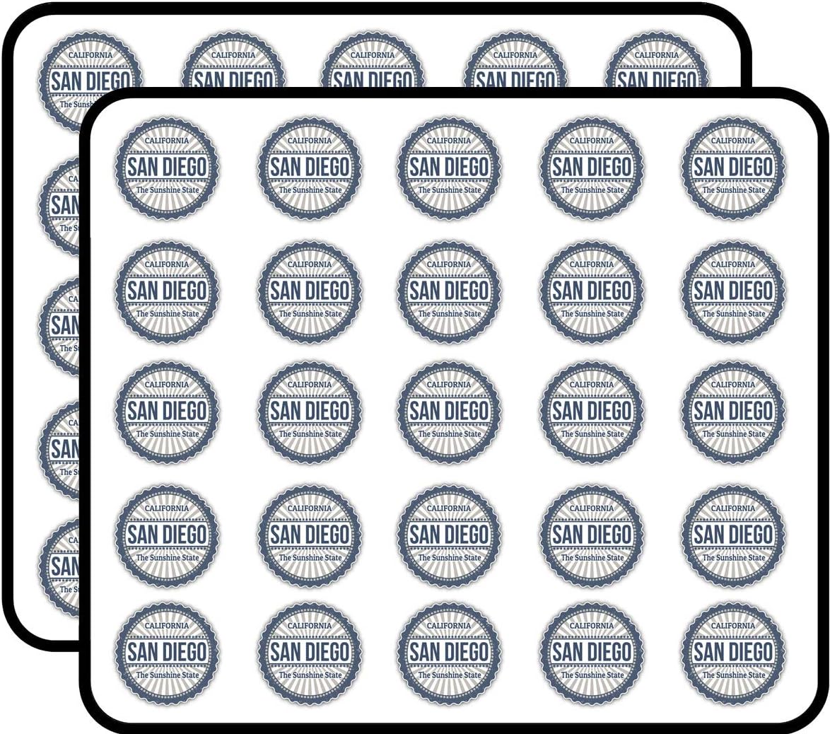 San Diego City California State USA Grunge Sticker for Scrapbooking, Calendars, Arts, Kids DIY Crafts, Album, Bullet Journals 50 Pack