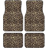 Generic Car Foot Mat Sparkling Leopard Non-Slip Carpet Mats for Cars & Trucks,Decorative Front & Rear Vehicle Foot Rugs,4-Piece Car Floor Mat Set