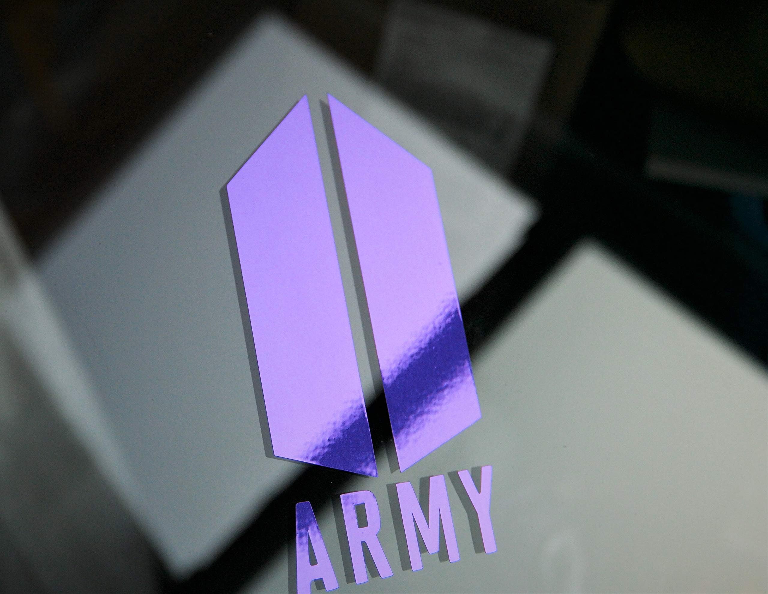 New BTS ARMY Premium Chrome Purple Decal Vinyl Sticker. Comes in 3" and 6" Select from the Option Menu.