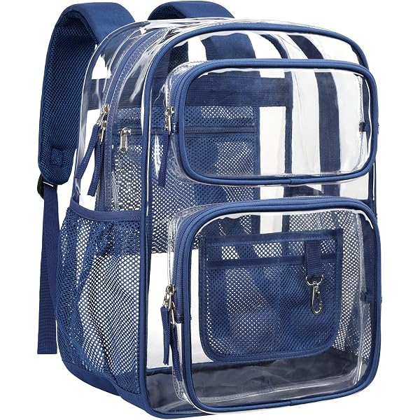 GiMiUiTo Clear PVC Backpack - 0.6mm Heavy Duty See-Through Bookbag For School, Work & Events