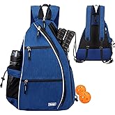 Sucipi Pickleball Bag - Men's & Women's Pickleball Backpack, Adjustable Sling Bag w/Fence Hook/Large Capacity/Safety Pocket