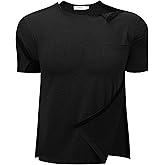 AJOHC Post Shoulder Surgery Recovery Shirts for Men - Tear Away Snaps Adaptive Chemo Port & Rotator Cuff Shirt Short Sleeve