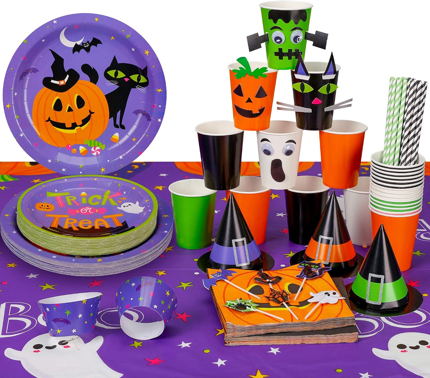 Amazon Decorlife Halloween Party Supplies Plates And Napkins Set For 24 Halloween 