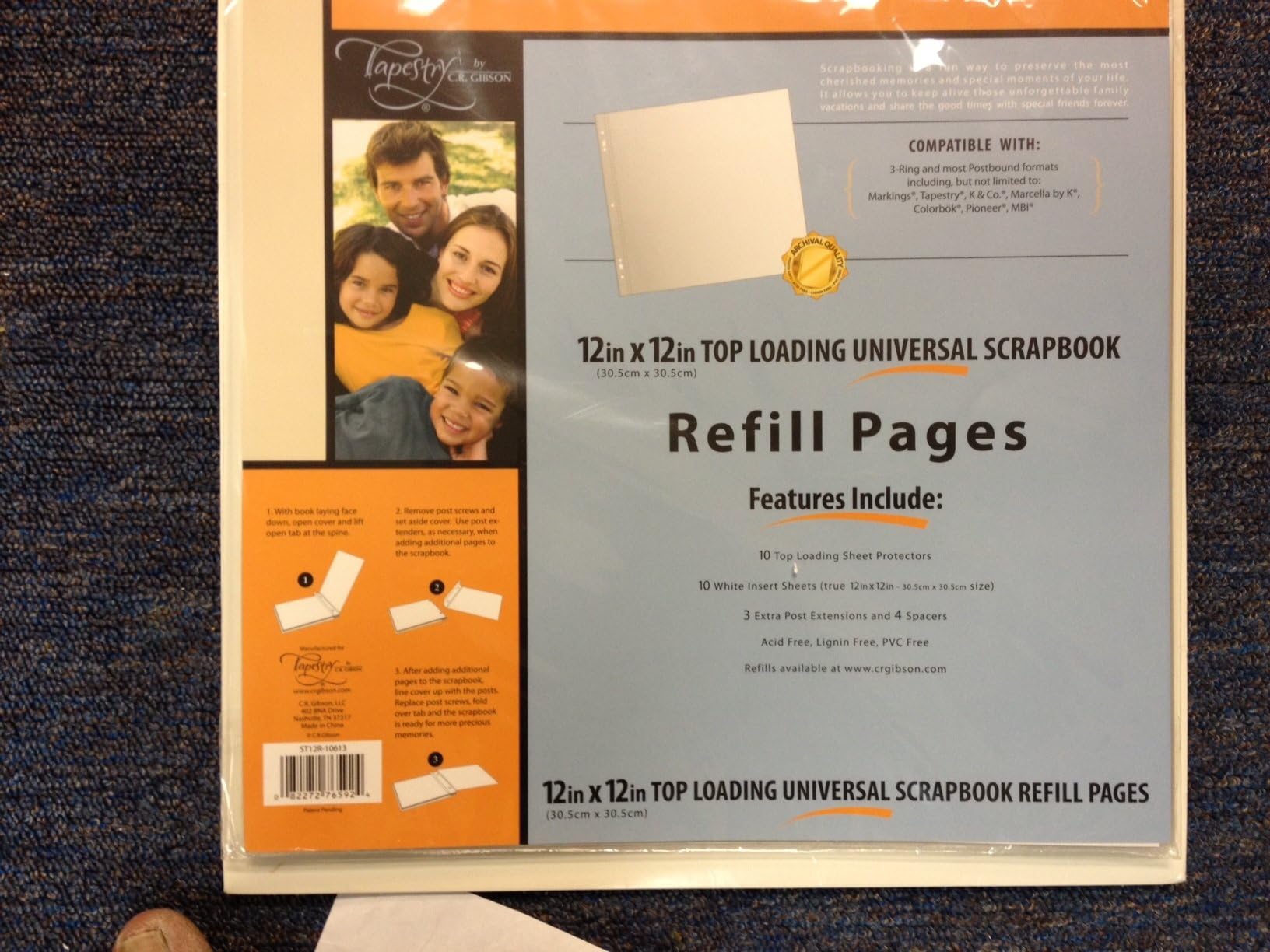 Tapestry By C.r. Gibson 12"x 12" Top Loading Universal Scrapbooking Refill Pages