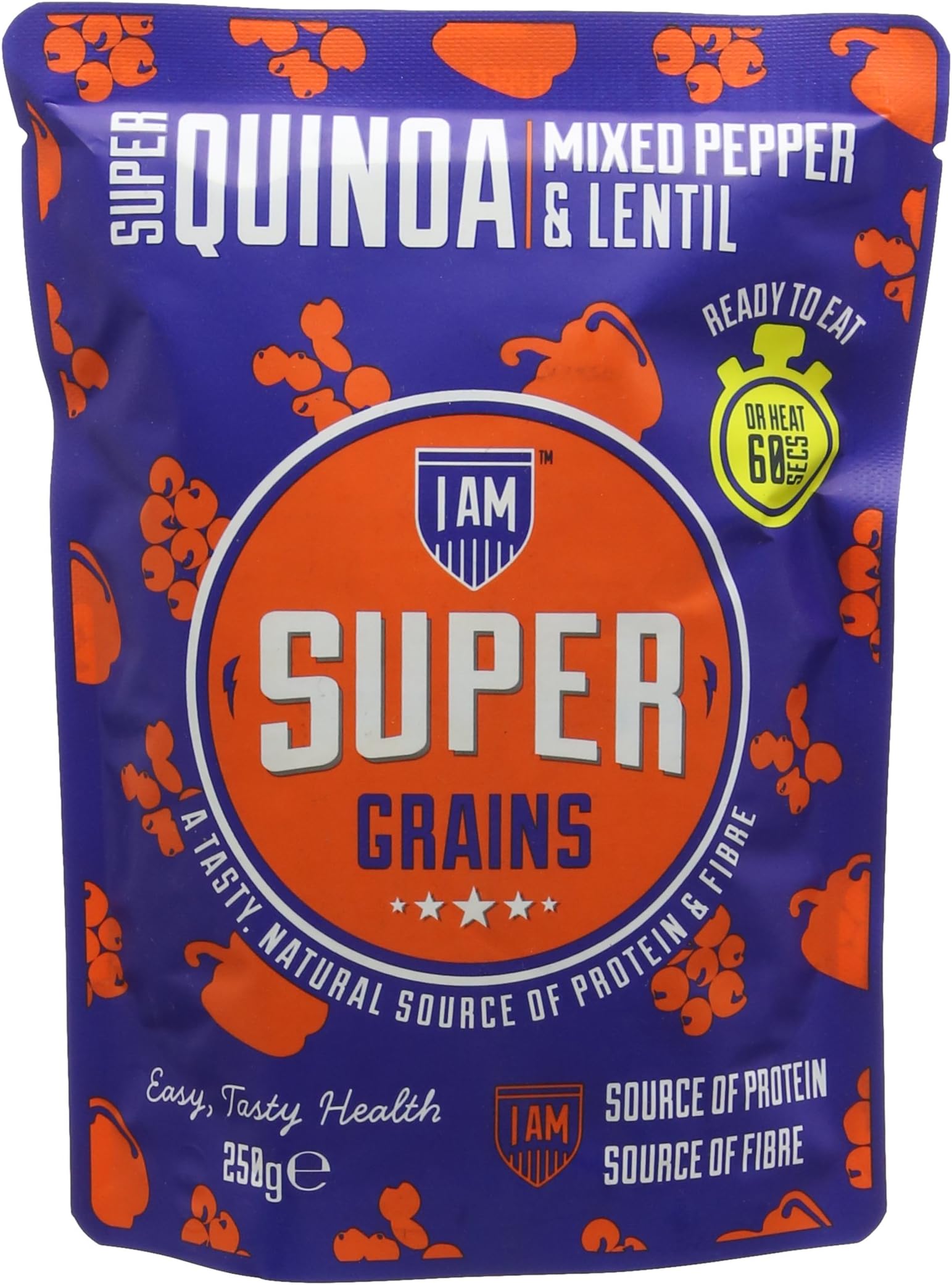 IAM SUPER 250 g Grains Quinoa, Mixed Peppers and Lentils - Pack of 6