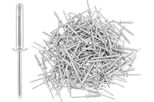 QWORK Tri-Fold Exploding Pop Rivets, 200 Pcs 3/16" x 1" Large Head Aluminum Mandrel, Solid Aluminum Tri Grip Rivets, Large Fl