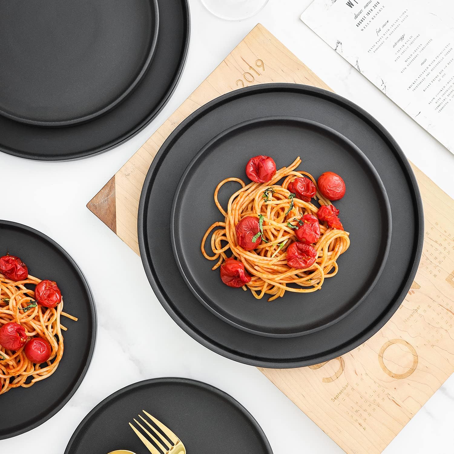  | Stone Lain Coupe Dinnerware Set, Service For 4, Black Matte: Dinnerware Sets