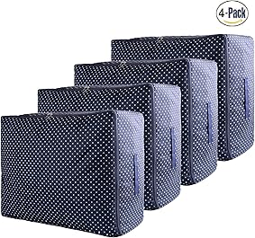 4 Piezas Bolsa de Almacenamiento Debajo de la Cama de Tela Oxford Gruesa Plegable Organizador de Edredones Manta Ropa de Polvo con la Cremallera Guardar la Ropa Edredones Ropa de Cama Almohadas 