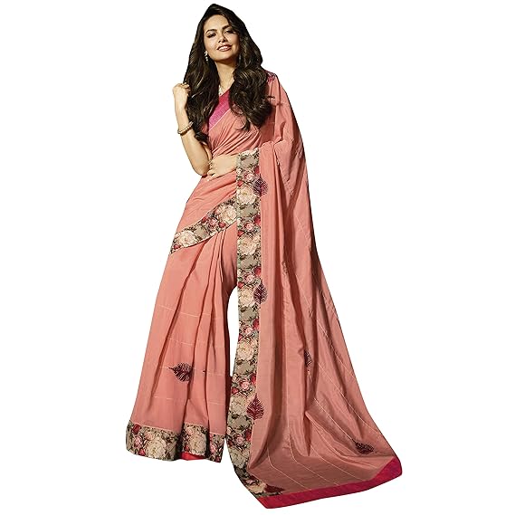 Peach Pure Silk Embellished Saree
