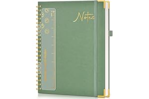 UEBZFOCS Hardcover Spiral Notebook Journal 8.5” x 11”, A4 Large Leather Notebooks for Women Men, Lined College Ruled Notebook, 100 GSM Paper, Spiral Bound Journals for Work School Note Taking Business, Green