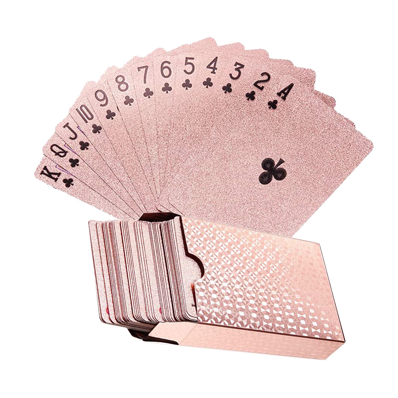 YuZhou Rose Gold Poker Cards, Magic Game Cards, Gold Foil Playing Cards, Waterproof Deck of Plastic Poker Cards for Game, Family, Birthday Party