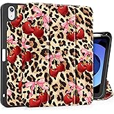 May Chen Case for iPad Air 11 inch (M3 2025/M2 2024) 7th/6th Gen/iPad Air 10.9 inch 5th/4th Gen, 2022 2020 Release with Pencel Hodel, Trifold Stand Auto Wake/Sleep Stand Back Cover, Cherry&Cheetah