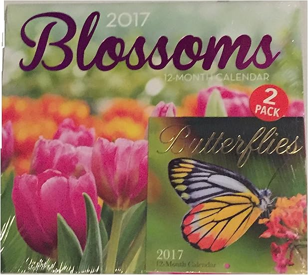 Amazon Blossoms 17 12か月カレンダーと蝶mini Calendar カレンダー 文房具 オフィス用品