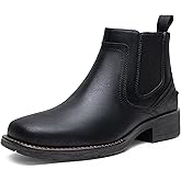 Jousen Chelsea Boots Men Square Toe Ankle Mens Dress Boots Casual Slip On Boots for Men