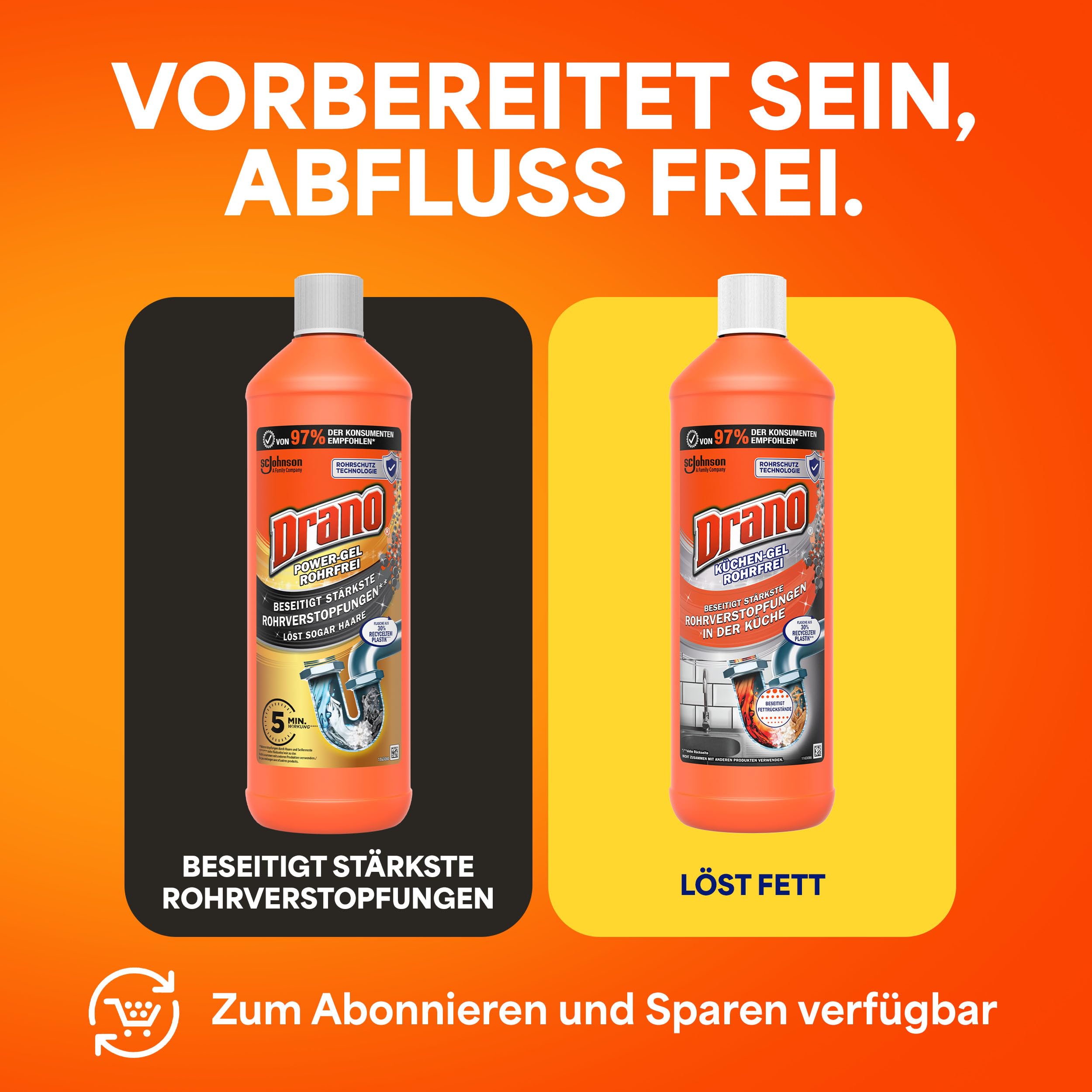 Drano Extra Stark, Abflussreiniger, Rohrreiniger für Küche & Bad, 3er Pack 9