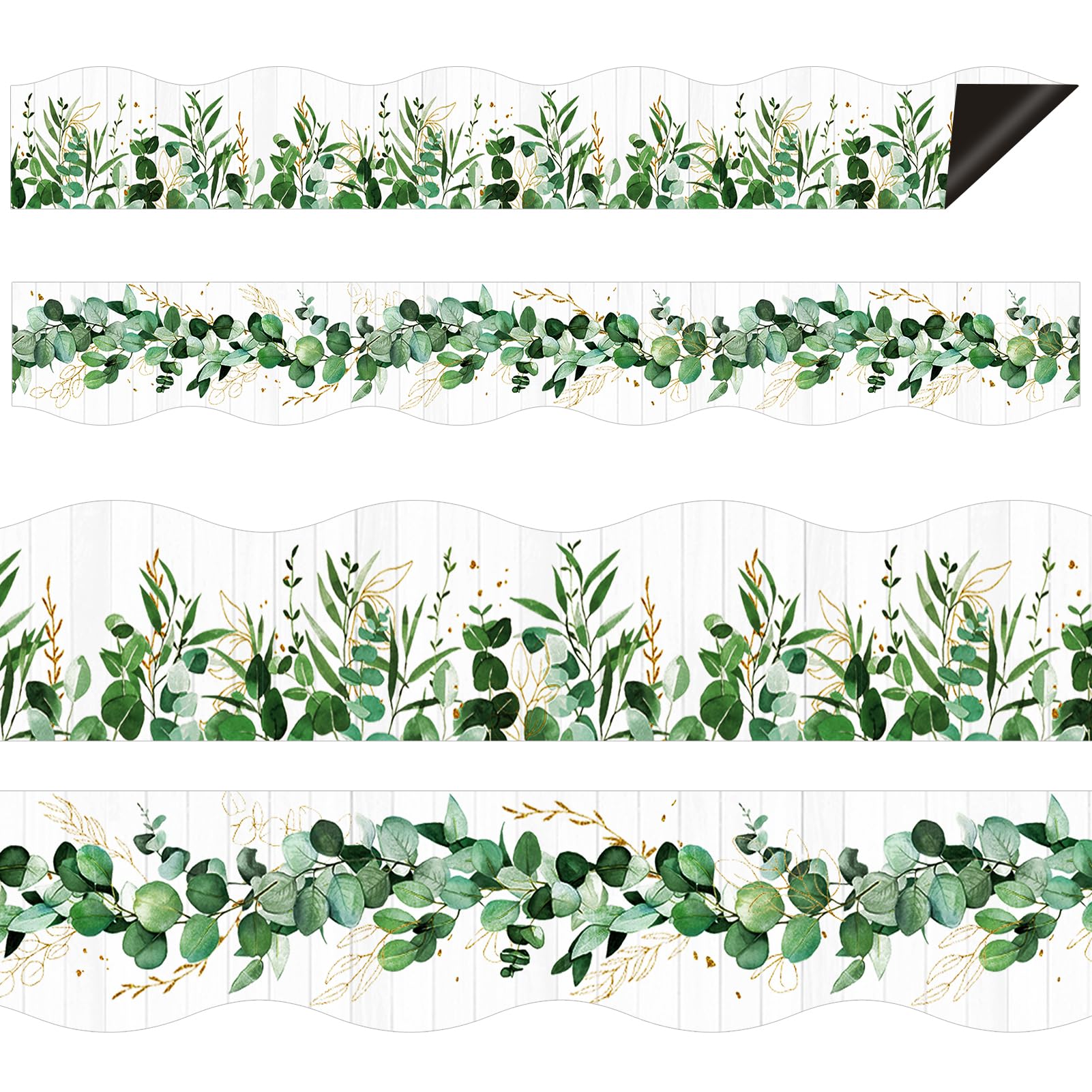 Photo 1 of 30PCS Magnetic Eucalyptus Bulletin Board Border Green Leaves Magnetic Border Strips for Classroom Whiteboard,Chalkboard Wall,Refrigerator Decor(Only Including Border)