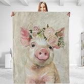 dhakalrlde for Funny Pig Plush Flannel Blanket Soft, Comfy & Lightweight Warm, Fuzzy, Throw Blanket for Couch, Bedroom, Travel, Outdoor Cozy Home Decor 50in×60in