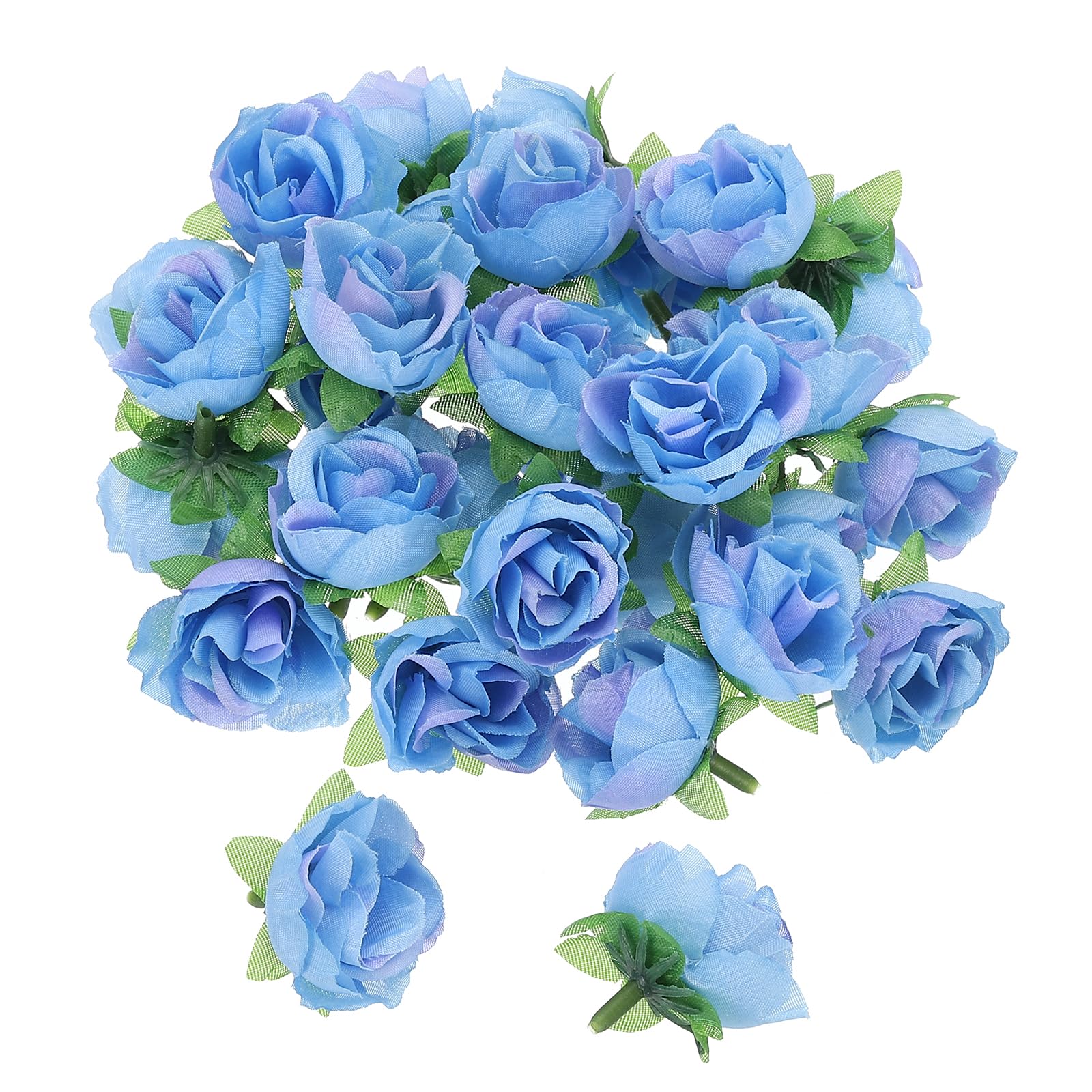 PATIKIL Mini Rose Artificial Flowers Bulk 1.2 Inch, 50 Pcs Silk Cloth Small Fake Flower Heads for Wedding Crafts Home Decor Decoration Party, Dark Blue