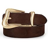 TRIWORKS Women Leather Belt with Gold Buckle Fashion Ladies Leather Waist Belt for Jeans Pants