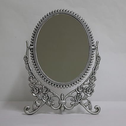 Antique Vanity Mirror With Stand Brass Makeup Mirror Etsy