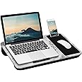 LAPGEAR Home Office Lap Desk with Device Ledge, Mouse Pad, and Phone Holder - White Marble - Fits up to 15.6 Inch Laptops - S