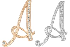 CINFAC 2PCS letter brooch pins for women fashion 26 letters A~Z Gold silver rhinestone men Women's alphabet initial brooches pin for clothing Christmas stockings bulk