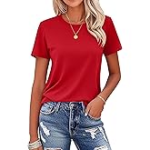 MAGCOMSEN Women's Cotton T-Shirts Short-Sleeve Shirts Crew-Neck Tops Classic-Fit Breathable Casual Summer Tees
