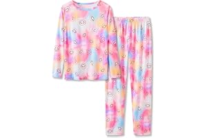 Neon Tie Dye & Butterfly Pajamas for Girls Long Sleeve & Pants PJ Set Size 6-18
