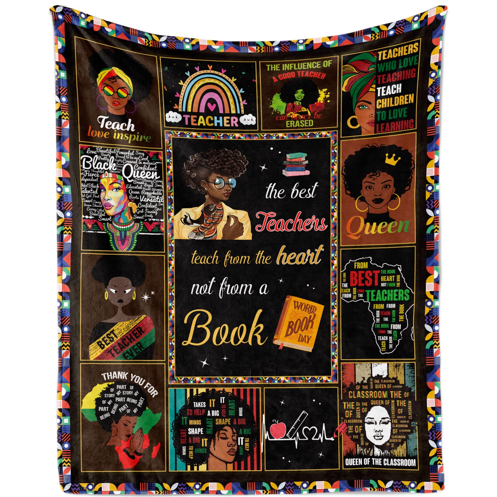 Teacher Blanket Gifts for Teachers, Teacher Appreciation Gifts for Women, Teacher Gifts Blanket, Best Teacher Gifts, Teacher Throw Blanket, Soft African Women Black Queen Teachers Blanket, 140X180cm