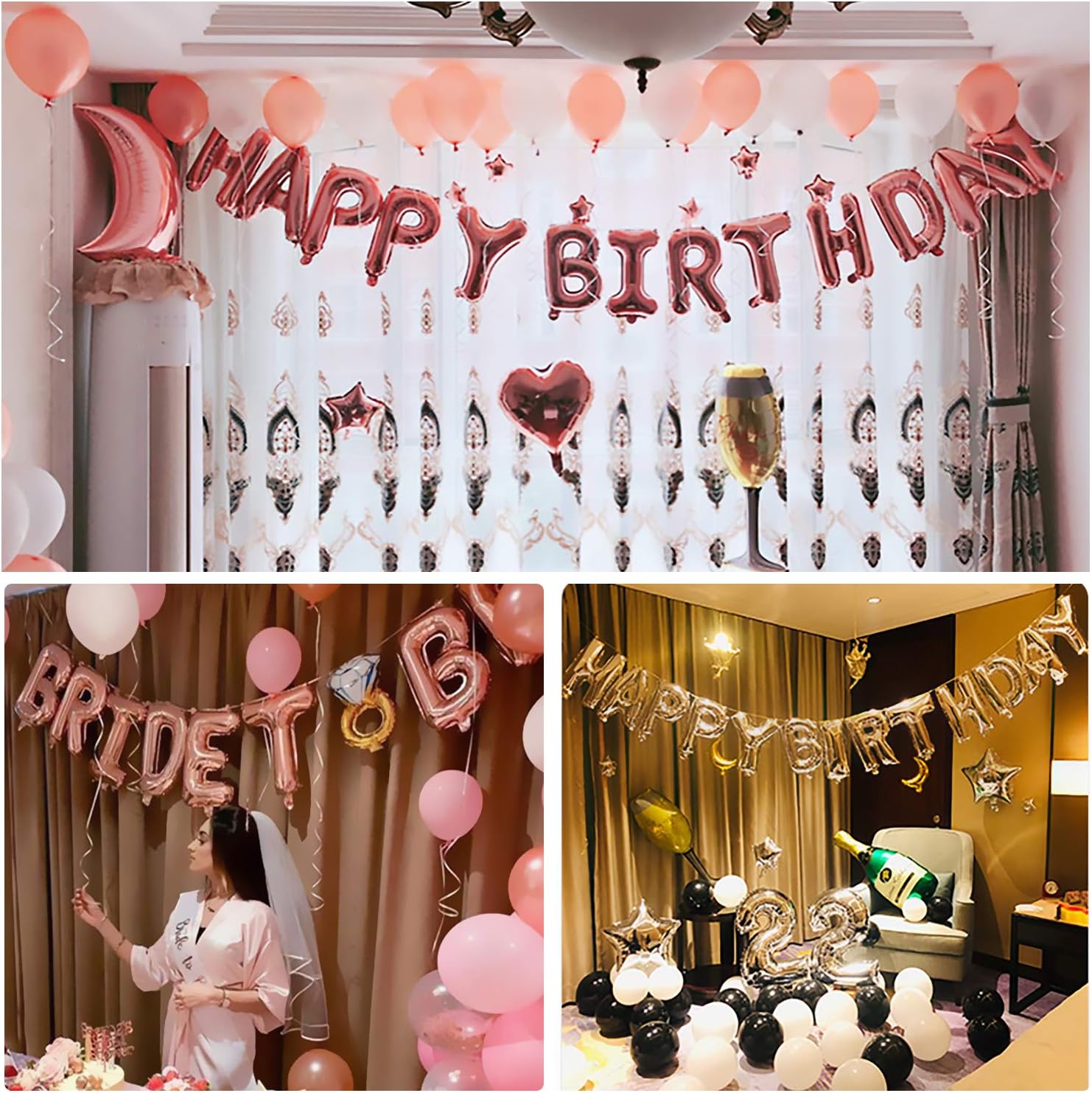 lala Pink 26 Balloon Letters in Gold,16 inch Aluminiumfolie Balloons for Anniversary Birthday Christmas Wedding New Year Banquet Decoration,Rose Gold - Image 5