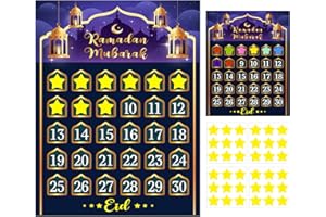 FLYAB Ramadan Advent Calendar 2025 Ramadan Calendar Eid Ramadan Mubarak Countdown Calendar 30 Days Eid Ramadan Calendar Poster for Kids Ramadan Mubarak Decorations for Home Wall