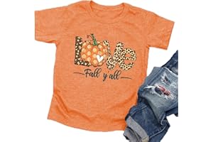 CAZYCHILD Toddler Fall Shirt for Girls Boys Halloween Shirts Pumpkin Graphic Clothes Kids Thanksgiving Short Sleeve Tee Tops
