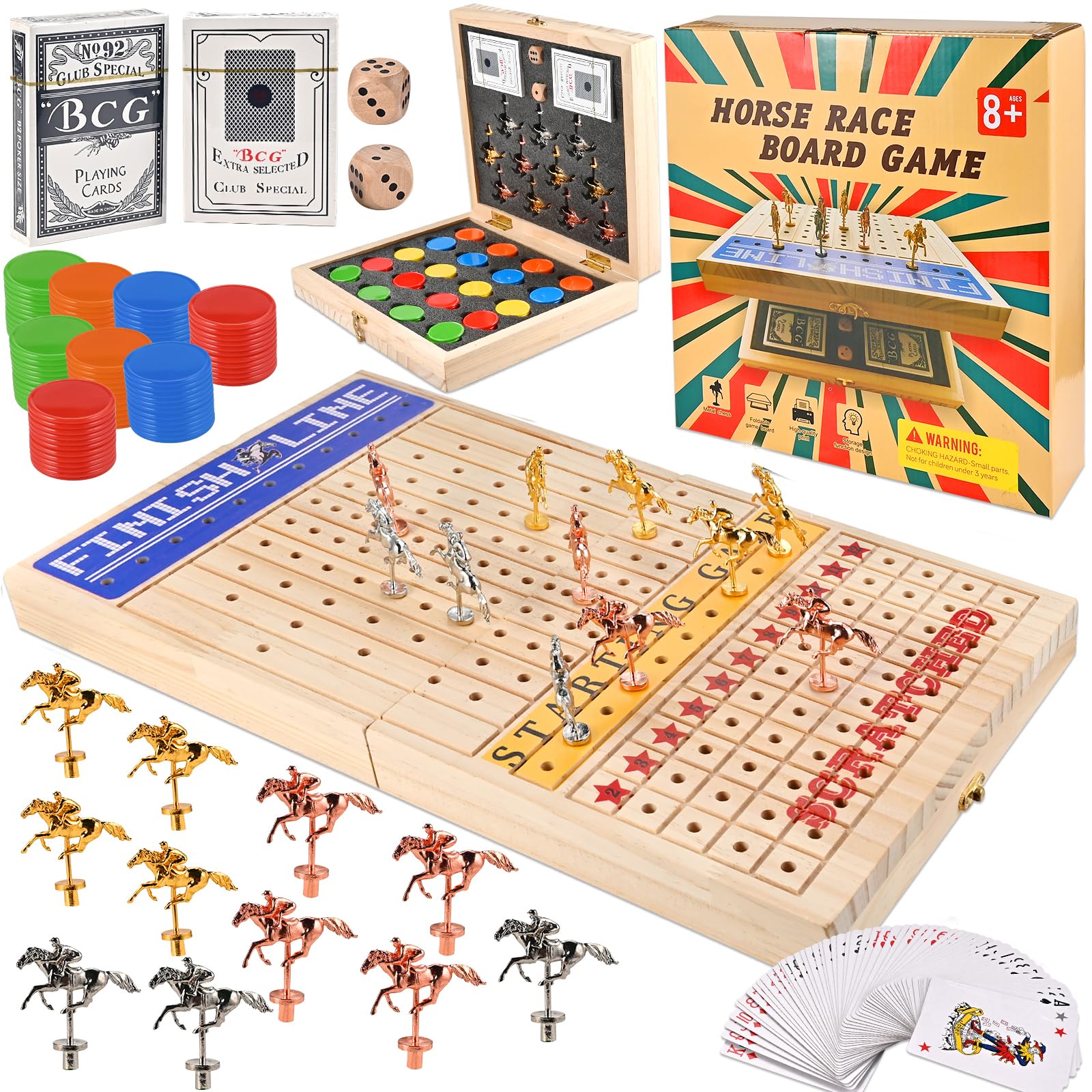 Computer Horse Racing Board Game Wooderma 21 inches Horse Racing Game, Horse Race Board Game with 11 ...