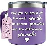 KLUBI May You Be Proud Of The Work You Do - Mental Health Gifts for Women 14 Ounce Tumbler Purple Mug Therapists Gifts Thank You Gift for Women Cute Employee Appreciation Gift for Coworkers