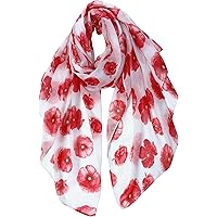 Hat To Socks Poppy Print Floral Chiffon Satin Scarf Ideal for