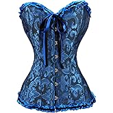 Demays Corset Tops for Women,Bustier Shapewear Lingerie,Lace Tied Renaissance Overbust Corset Push Up Bodysuit