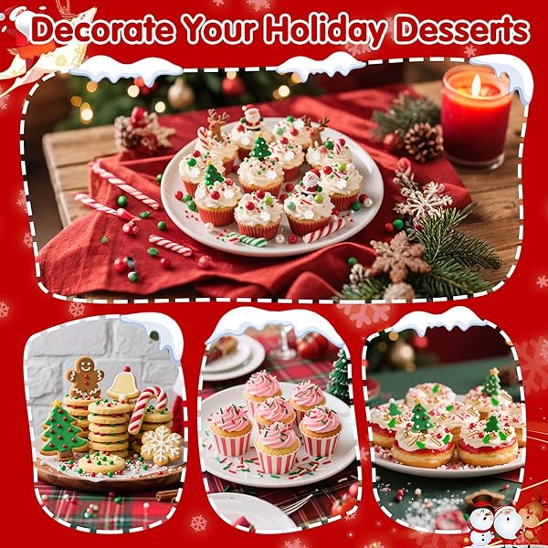 EDIBLE CHRISTMAS SPRINKLES FOR CAKE DECORATING,130G,WHITE SNOWFLAKES RED GREEN PEARLS AND JIMMIES MIX,EDIBLE WINTER SUGAR PEARL HOLIDAY SPRINKLE FOR CUPCAKE TOPPERS,COOKIE,ICE CREAM DESSERT DECORATIONS BIRTHDAY CHRISTMAS PARTY SUPPLIES