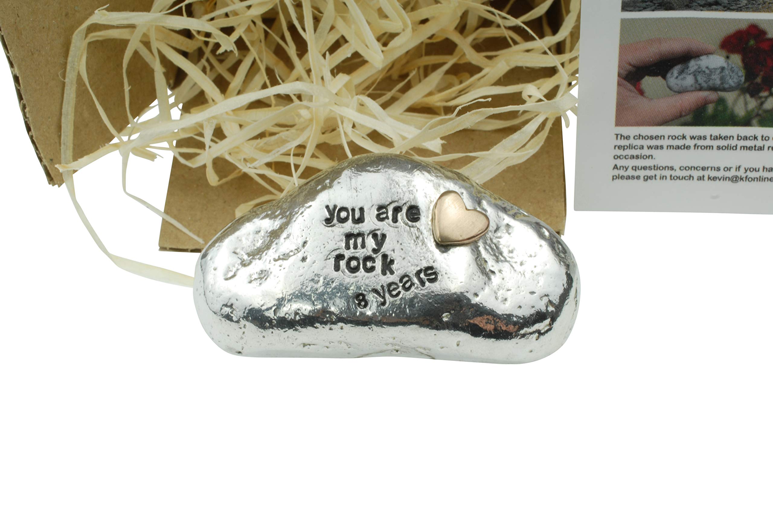 You Are My Rock - 8th Anniversary Metal Rock With Solid Bronze Insert, Perfect 8 Year Gift