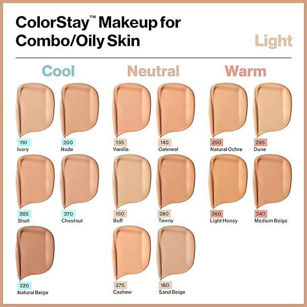 REVLON LIQUID FOUNDATION, COLORSTAY FACE MAKEUP FOR COMBINATION & OILY SKIN, SPF 15, MEDIUM-FULL COVERAGE WITH MATTE FINISH, 380 RICH GINGER, 1 FL OZ
